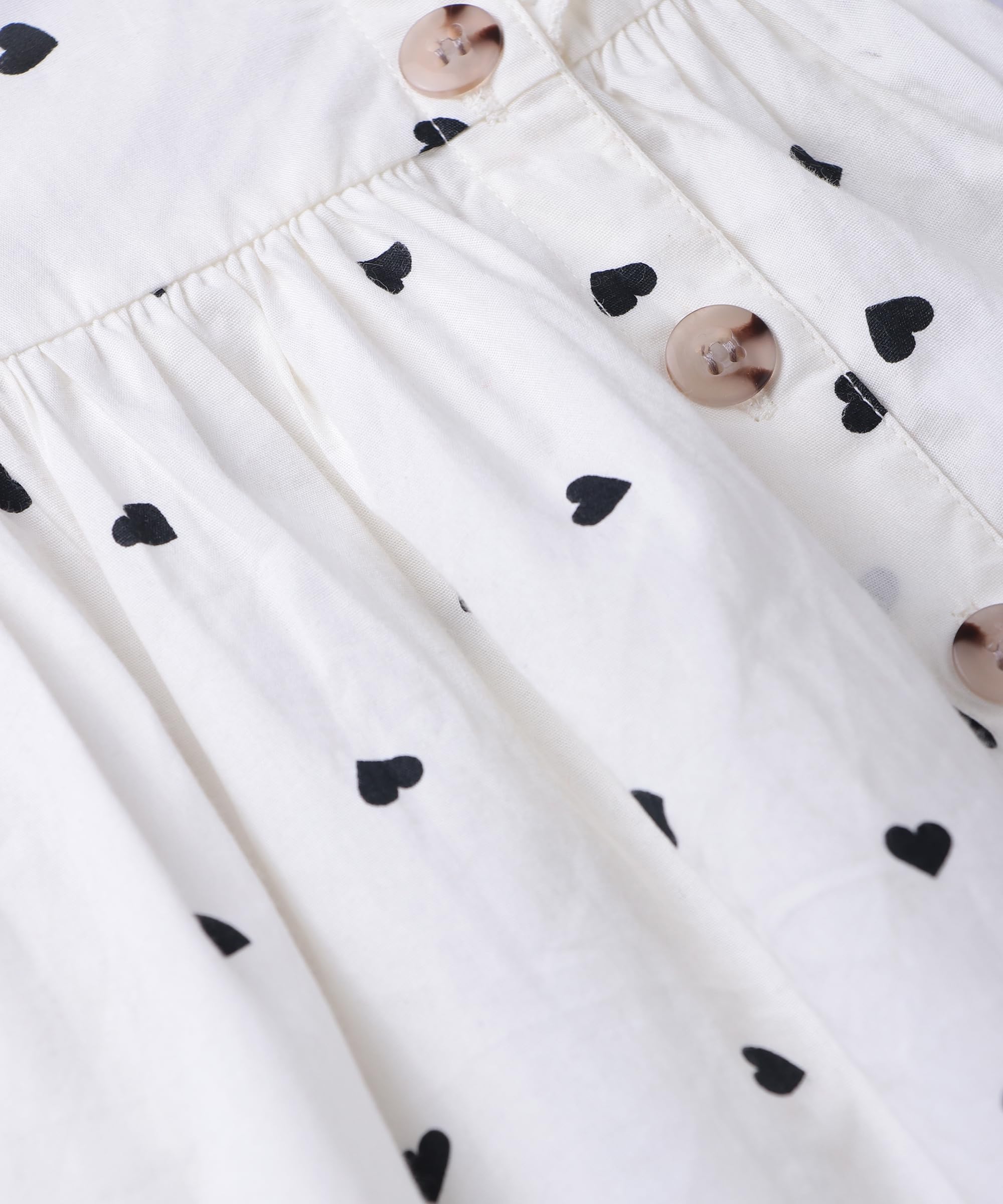 Beebay Kids Girls Button Through Heart Print Dress White