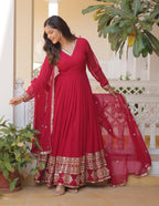 Fashion Basket Womens Multi Georgette Anarkali kurta set with Duptta For Women