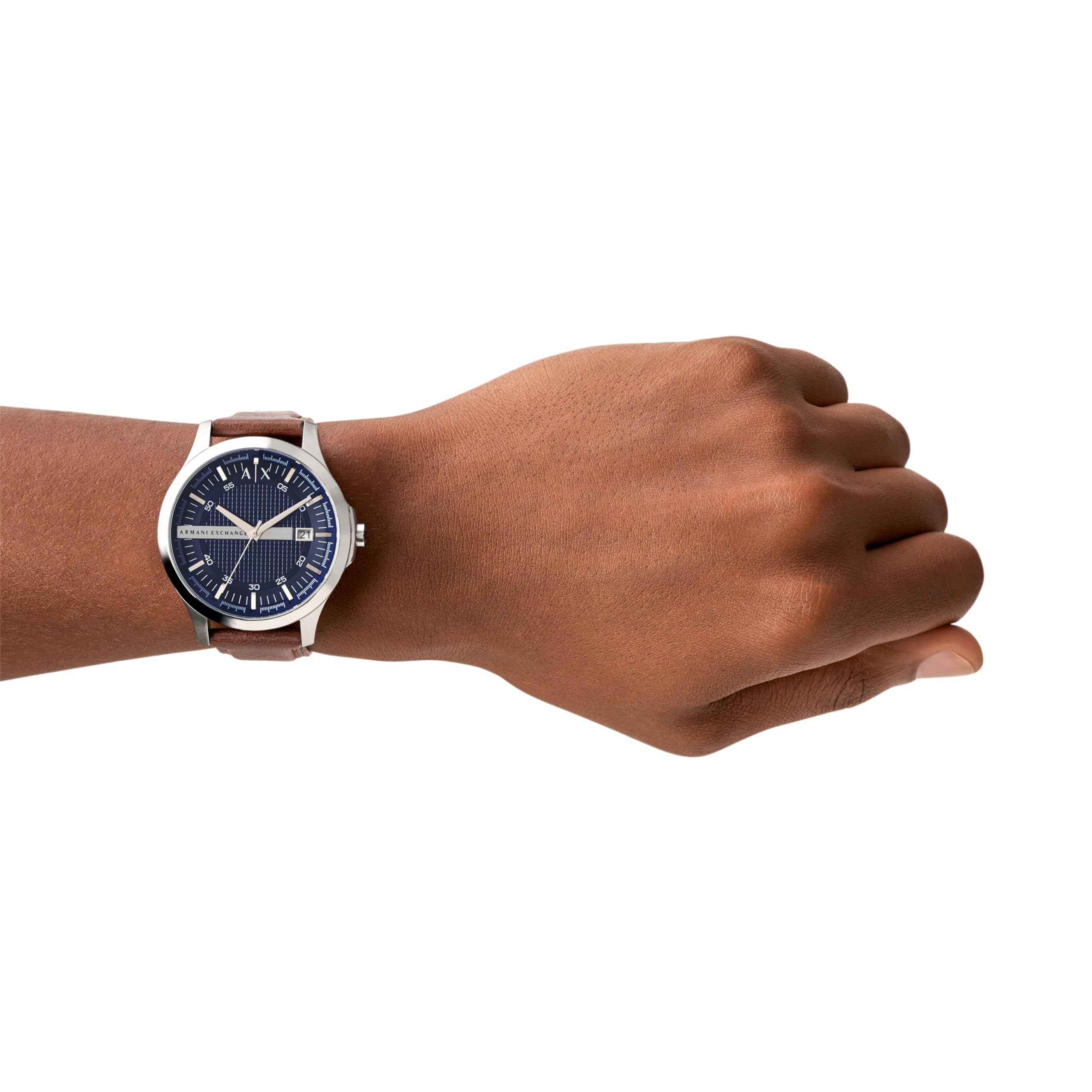 A|X ARMANI EXCHANGE Men's Stainless Steel and Brown Leather Watch (Model: AX2133)