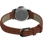 Timex Women's Essex Avenue 25mm Watch - Two-Tone Case White Dial with Brown Leather Strap