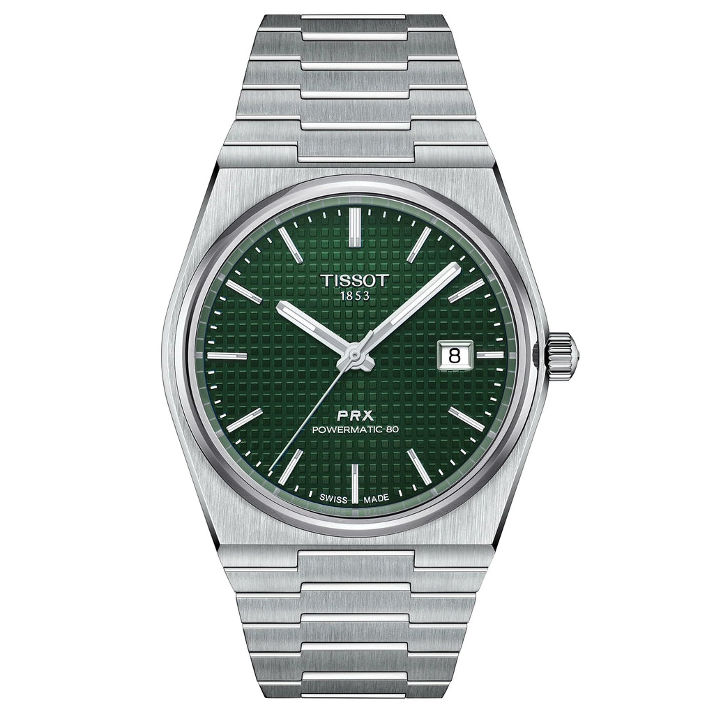 Tissot T-Classic PRX Powermatic 80 Stainless Steel Green Dial Automatic T137.407.11.091.00 100M Men's Watch