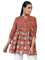 Libas WomenS Cotton Printed A-Line Kurti (29066R_Rust