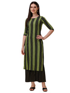 Wedani Women's Cotton Round Neck Casual wear Straight Kurta with Palazzo (SKRT512) Green