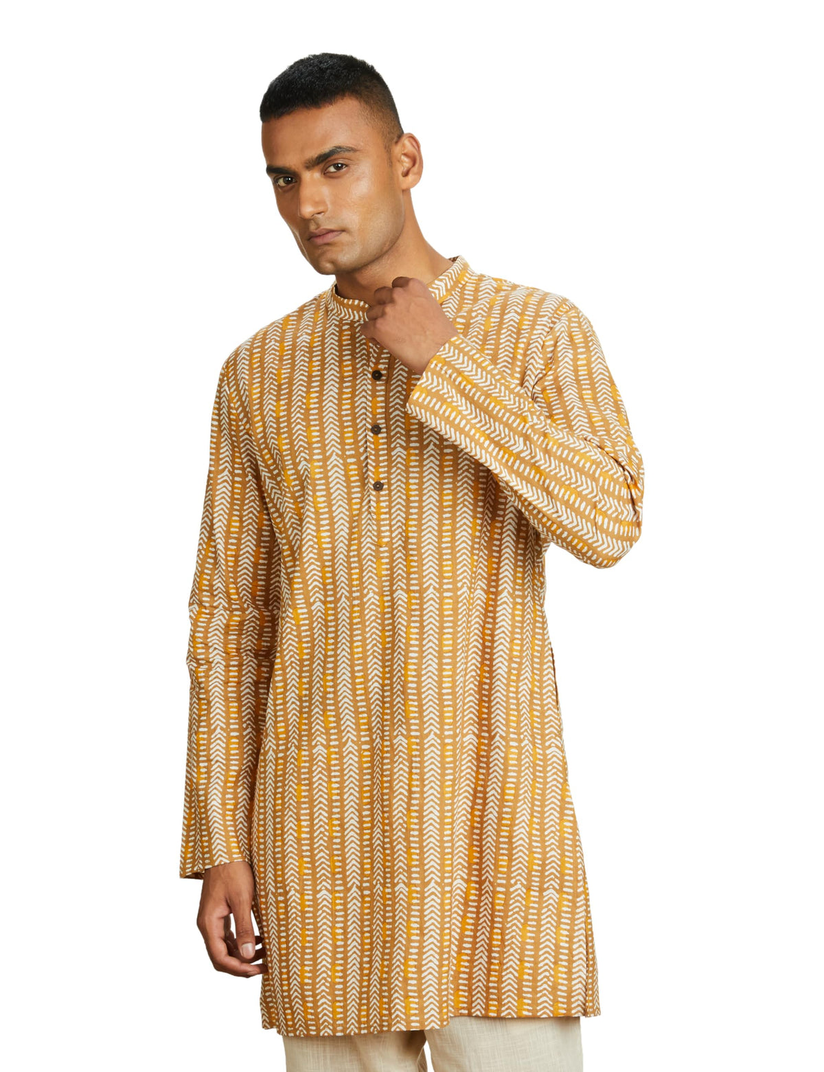 Amazon Brand  Symbol Cotton MenS Mid Length Regular Fit Kurta 37_SyA23MnaMkt355_Mustard_3Xl 3