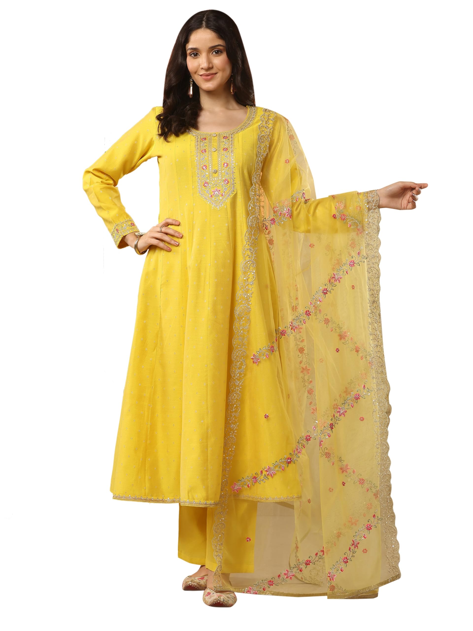Libas Embellished Silk blend Anarkali Kurta Set for Women (51311XXL)