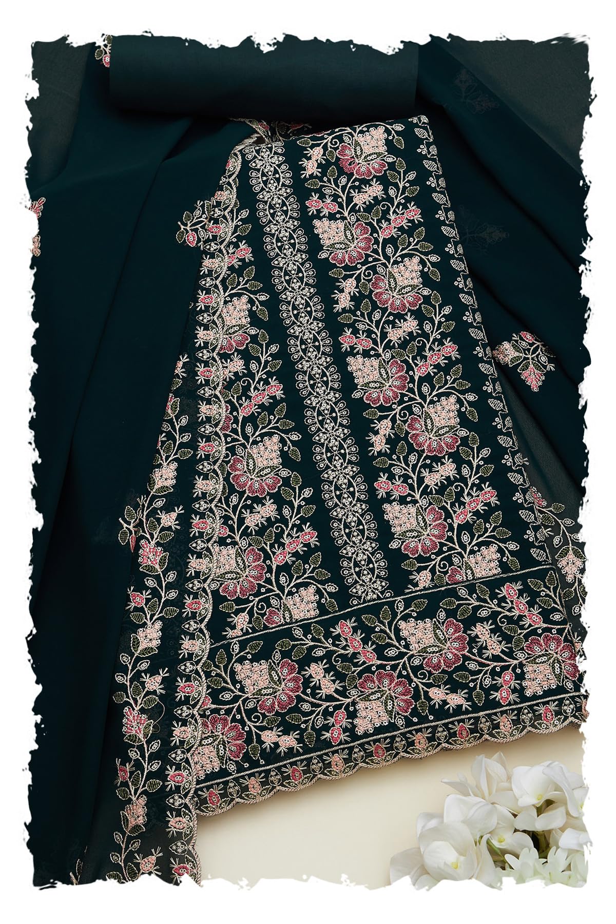 Soch Women Georgette Embroidered Unstitched Dress Material with Thread Work