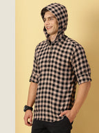 Thomas Scott 100% Cotton Checkred Hodiee Half Placket Shirts for Mens