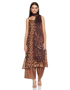 Ketch Polyester Womens Kurta With Palazzo (Khk3000691_Brown