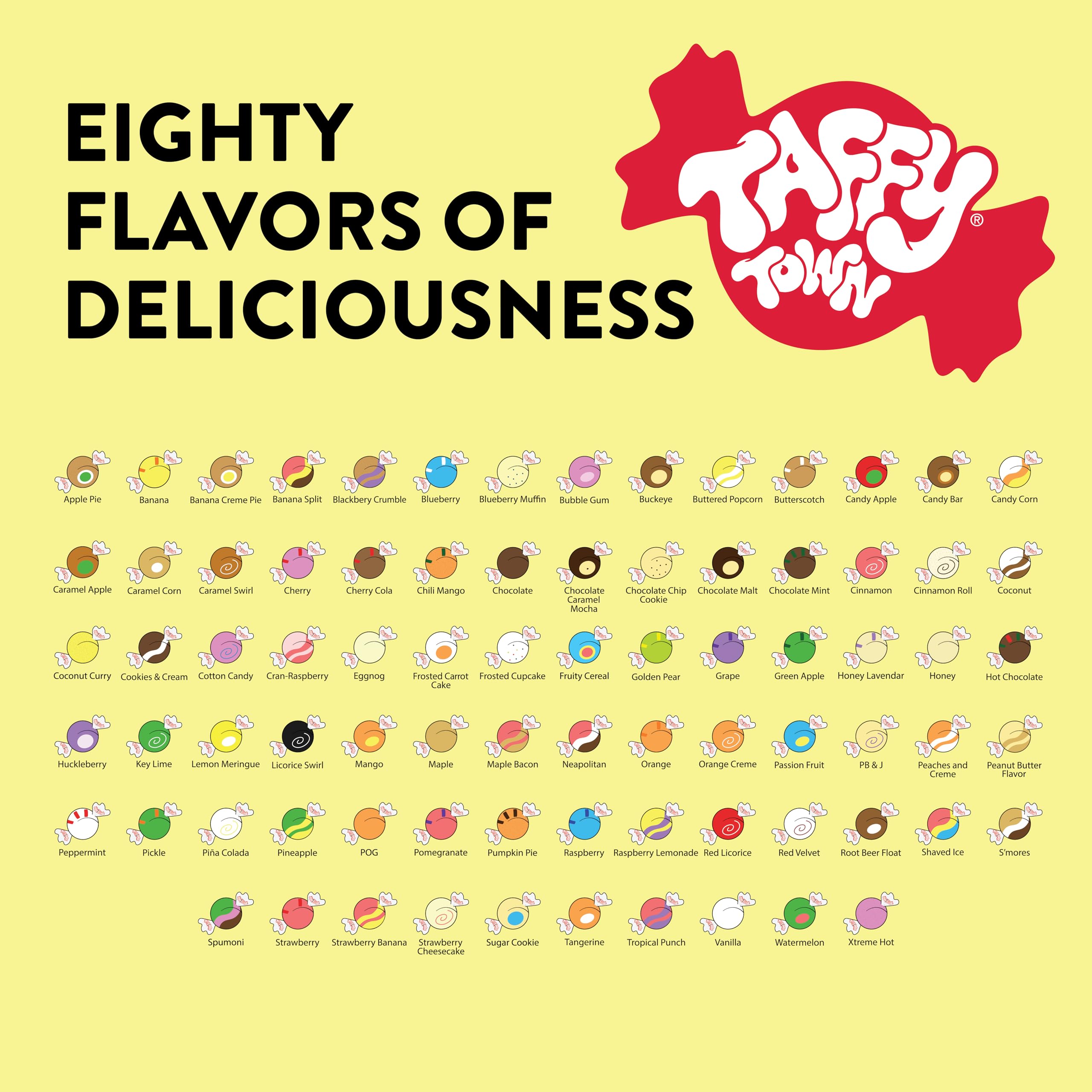 Taffy Town Saltwater Taffy, Banana Split, 25Lb