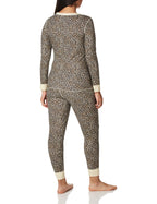 Fruit of the Loom Women's Micro Waffle Premium Thermal Set, Animal Print, Small