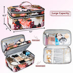 AMOIGEE Large Travel Makeup Bag Organizer, Double Layer Train Case, Toiletry Bag for Makeup Brushes, Full Size Bottles, Palettes