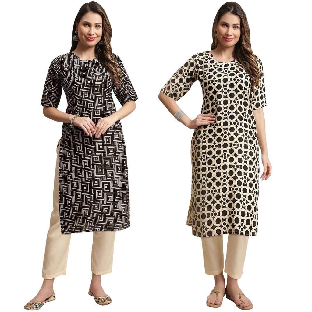 Tee Projekt Printed Crepe Kurti & Pant Set For Women Festival Wear Stylish Kurta Set