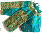 Vihu Fashion WomenS Flower Embroidery Sleeves Cut Work Readymade Saree Blouse