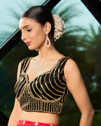 Pujia Mills WomenS Readymade Blouse Embroidery Multi Coding Gold Thread Indian Ethnic Designer Stitched Readymade Saree Sleevel