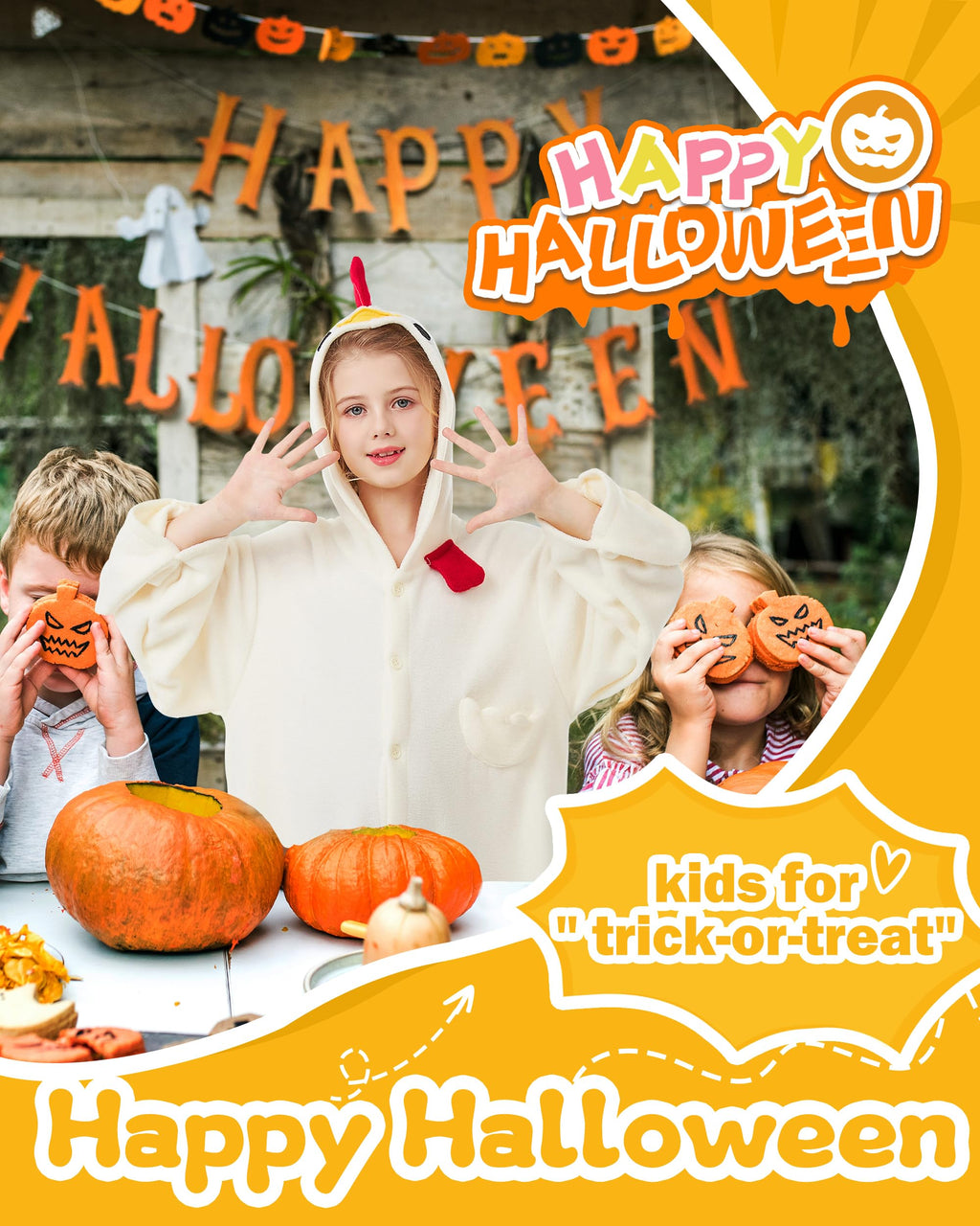 CANASOUR Unisex Halloween Kids Chicken Onesie For 10-12 Years Girls Costume Party Cosplay Pyjamas (Height 56-59    10 Years,Chic