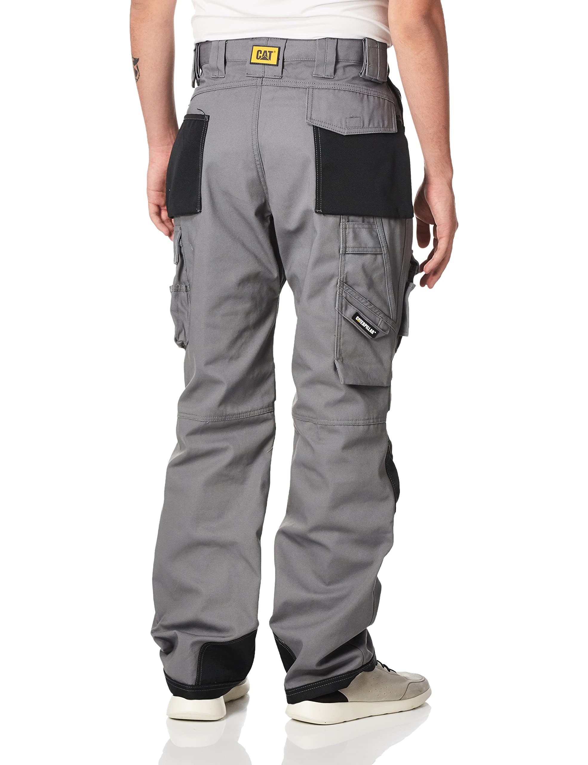 Caterpillar Men's Trademark Work Pants Built from Tough Canvas Fabric with Cargo Space, Classic Fit, Grey/Black, 28W x 30L