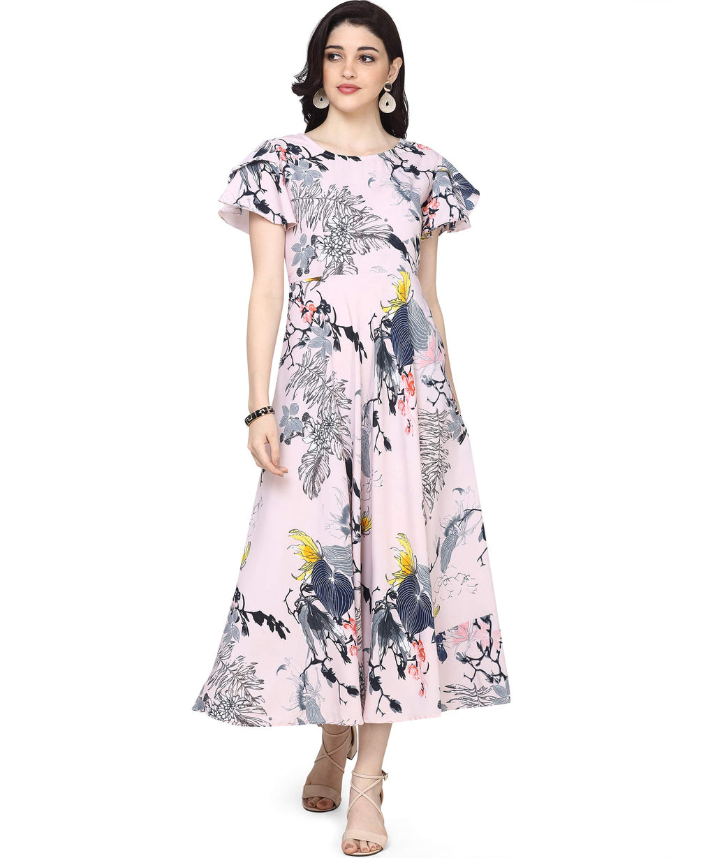 Oomph! WomenS Crepe A-Line Maxi Dress - Pale Pink