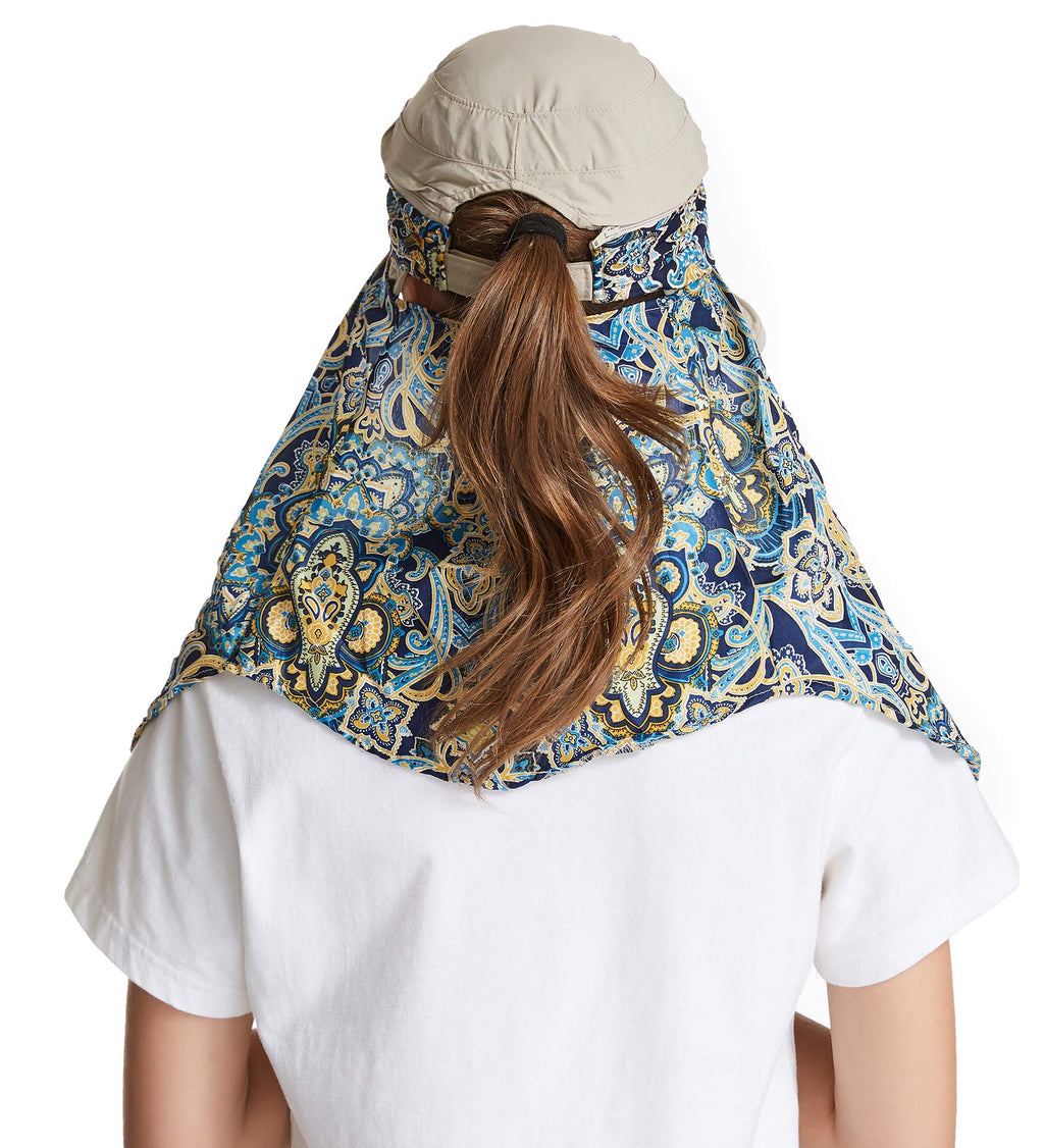icolor Women Sun Hats UPF 50 Sun Protection Hat Summer Outdoor Neck Shield Flap Visor Hat Ponytail Hats Wide Brim Beach Hat (Bro