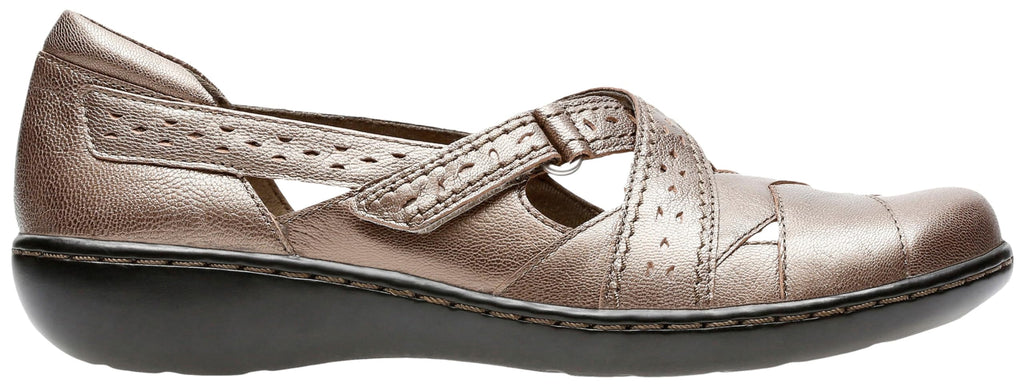 Clarks Women's Ashland Spin Q Slip-On Loafer, Pewter, 9 Wide