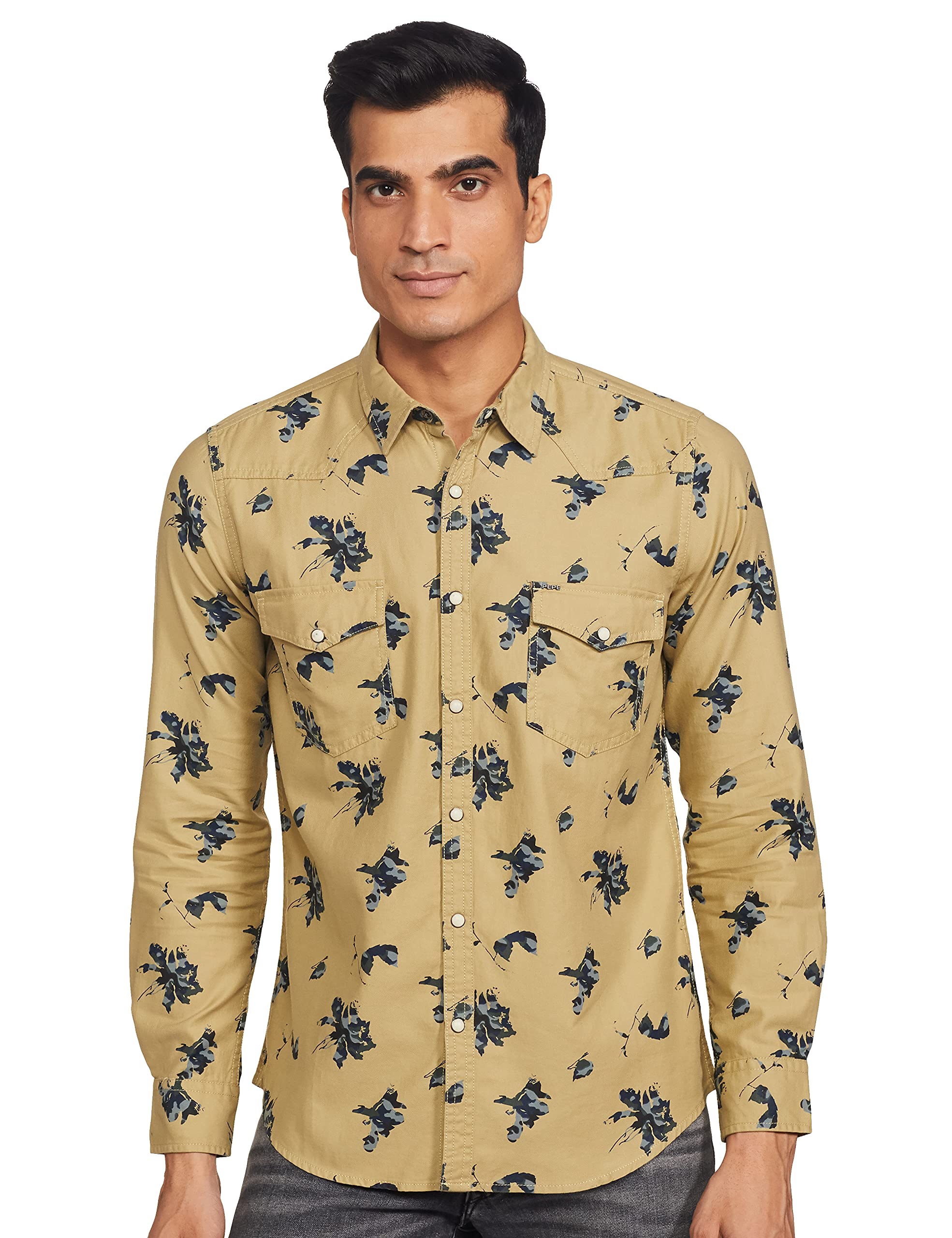 Pepe Jeans MenS Floral Regular Fit Casual Shirt (Pm306881-Lt Olive_Xl_Lt