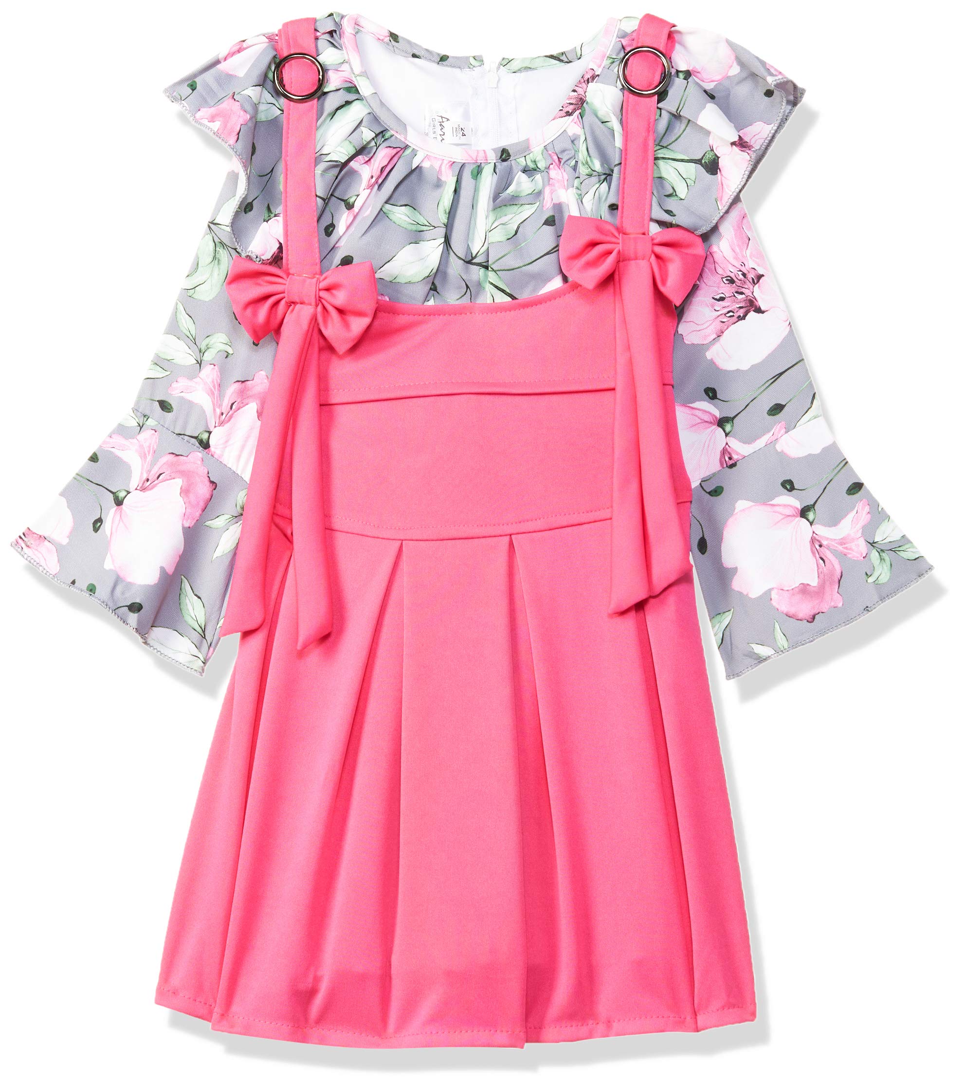Aarika Girl Cotton Blend Floral Skirt Top Suit-Dress Set (DR-1607_Grey_26)