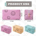 Photect 3 Pcs Corduroy Cosmetic Bag Smile Face Aesthetic Preppy Makeup Bag Corduroy Toiletry Aesthetic Pouch Travel Smile Bags