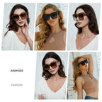 ANDWOOD Oversized Sunglasses for Women Big Large Square Wide Frame Shades Retro Trendy Fashion UV Protection 2 Pack Matte Black