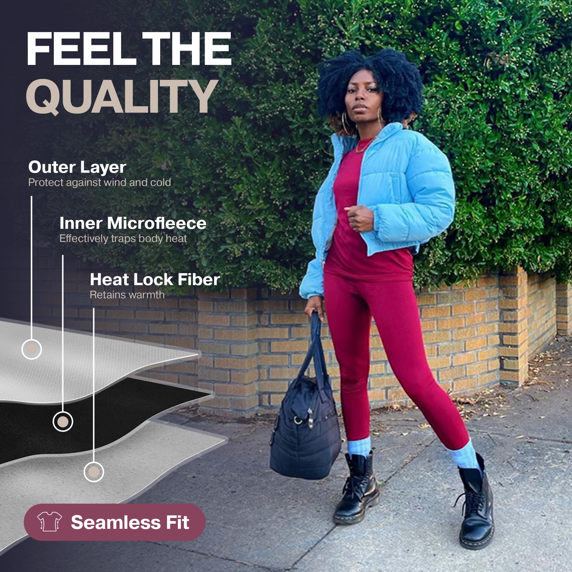 Thermajane Long Johns Thermal Underwear for Women Fleece Lined Base Layer Pajama Set Cold Weather (X-Large, Christmas Print)