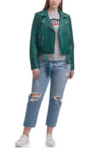 Levi's Women's Faux Leather Belted Motorcycle Jacket (Standard and Plus Sizes), Forest Biome, 1X