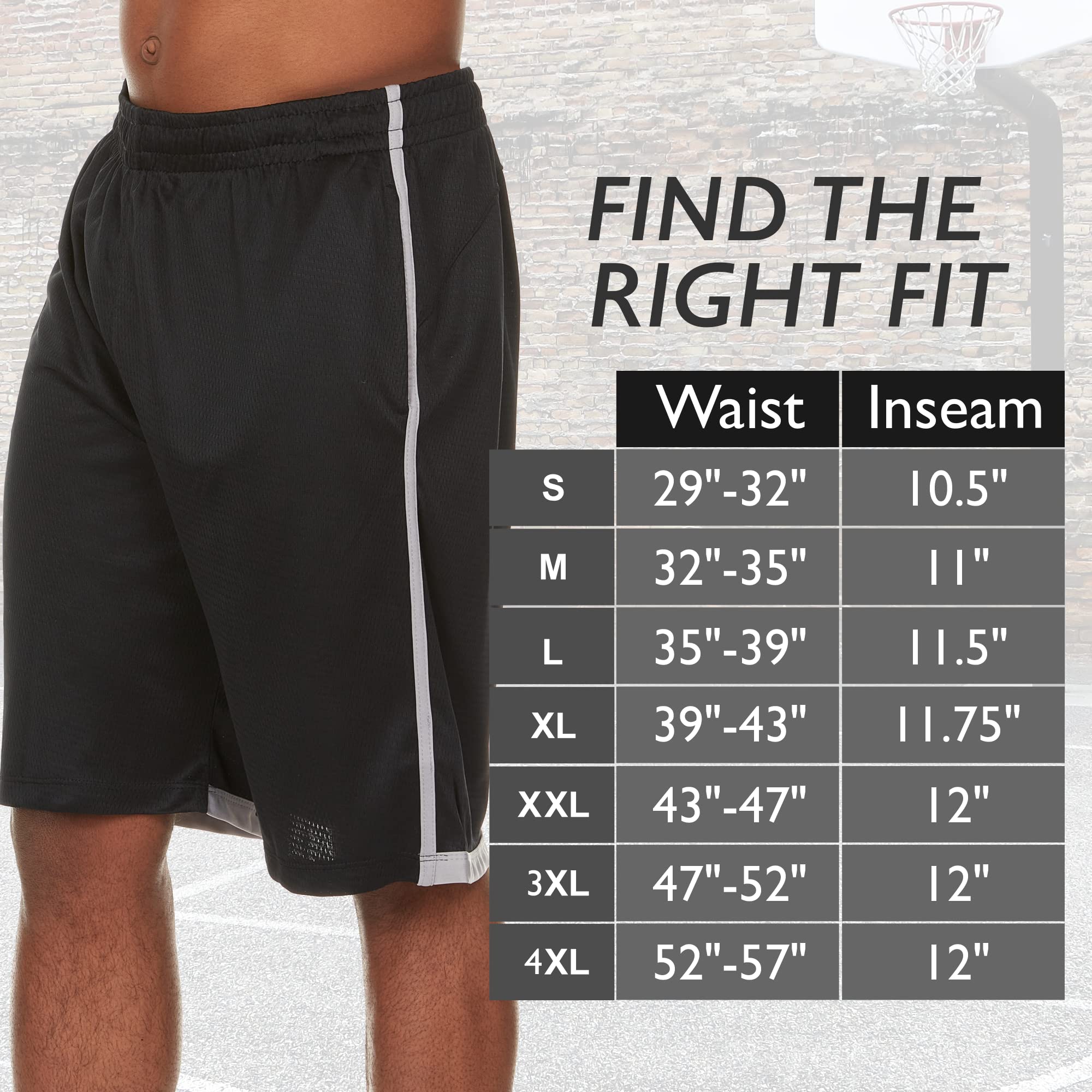 Athletic Shorts for Men - 4 Pack Men's Activewear Quick Dry Basketball Shorts - Workout, Gym, Running