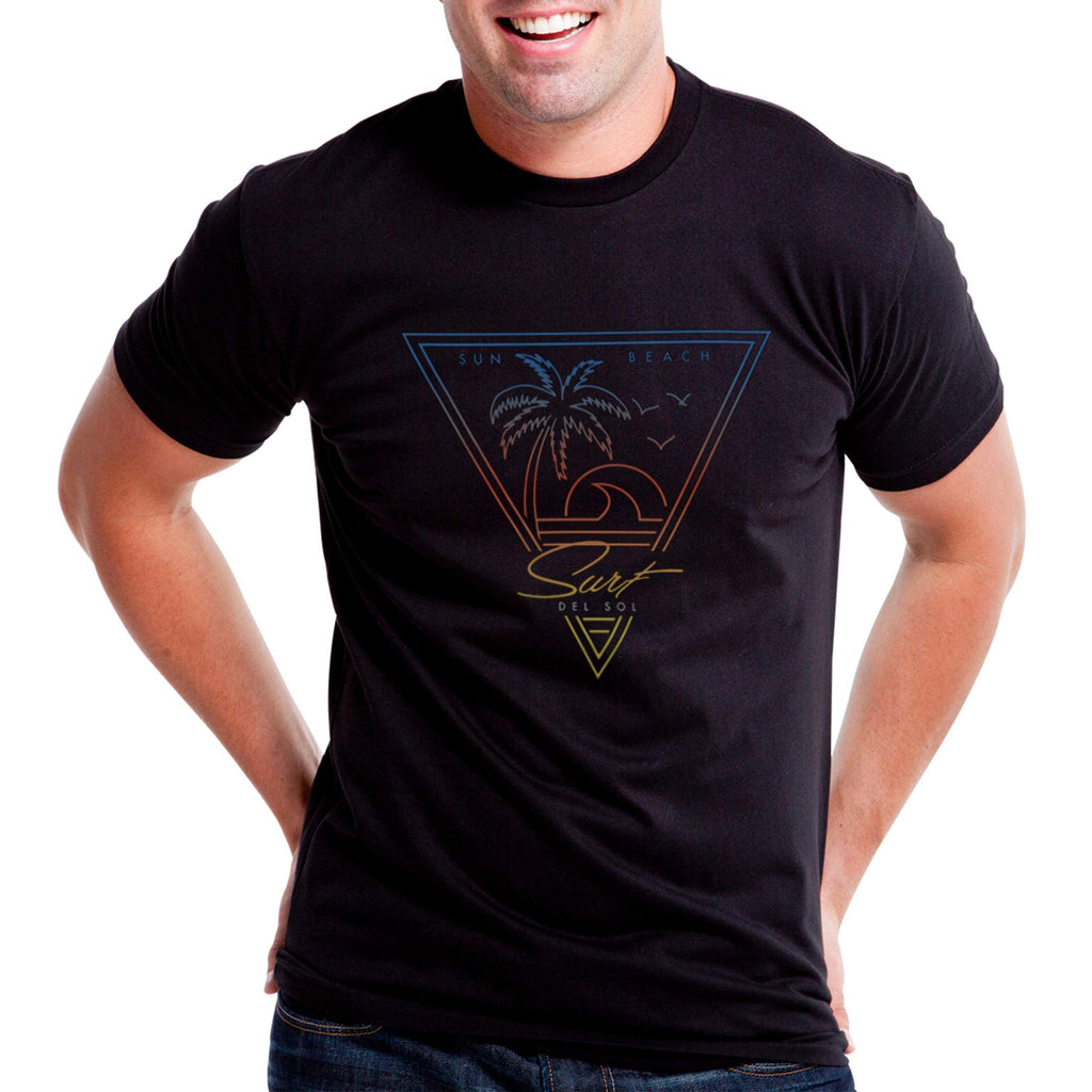 Men Crew Tee - Surf Sun Beach - Black by DelSol for Men - 1 Pc T-Shirt (Large)