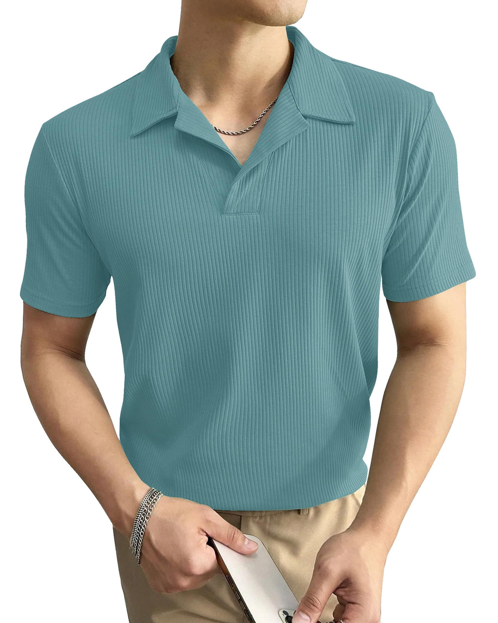I ENTERPRISE Cotton Blend Regular Fit Round Spread Collar Solid Short Sleeve T-Shirt for Men & Boys Color :- Rama Size :-M