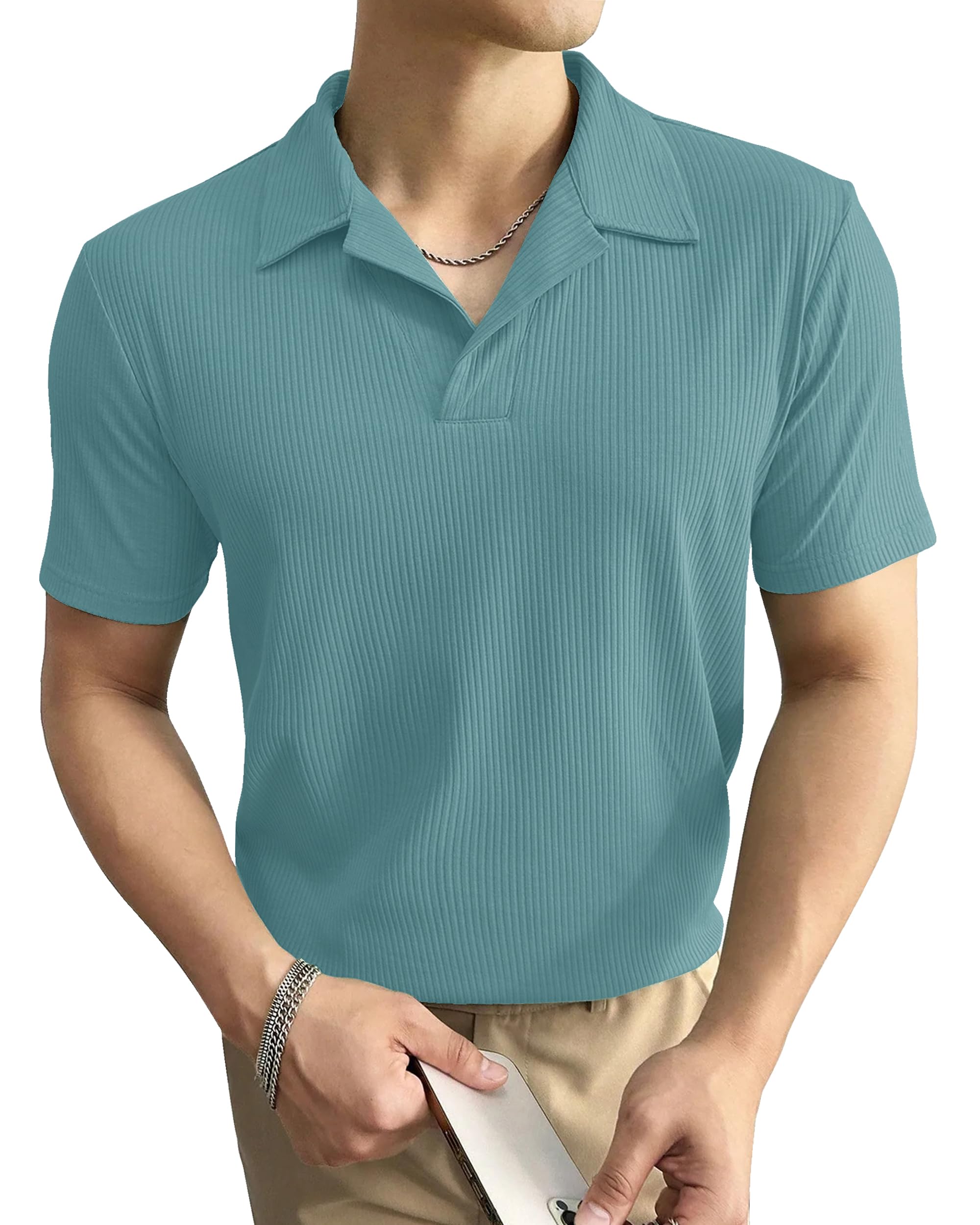 I ENTERPRISE Cotton Blend Regular Fit Round Spread Collar Solid Short Sleeve T-Shirt for Men & Boys Color :- Rama Size :-M