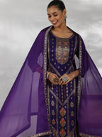 Libas WomenS Silk Blend Kurta Set (48656_Purple