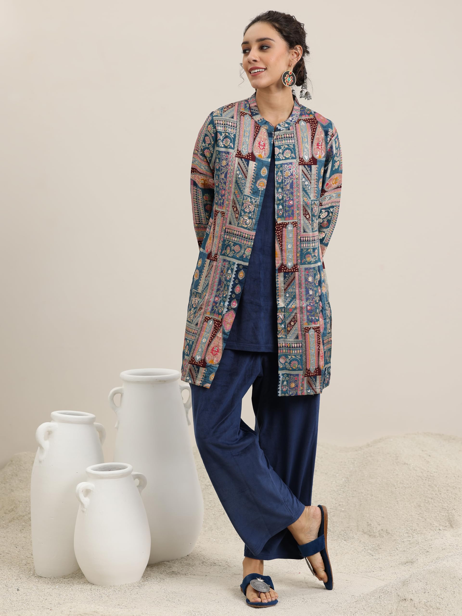 Libas WomenS Velvet Co Ord Set (49033W_Blue
