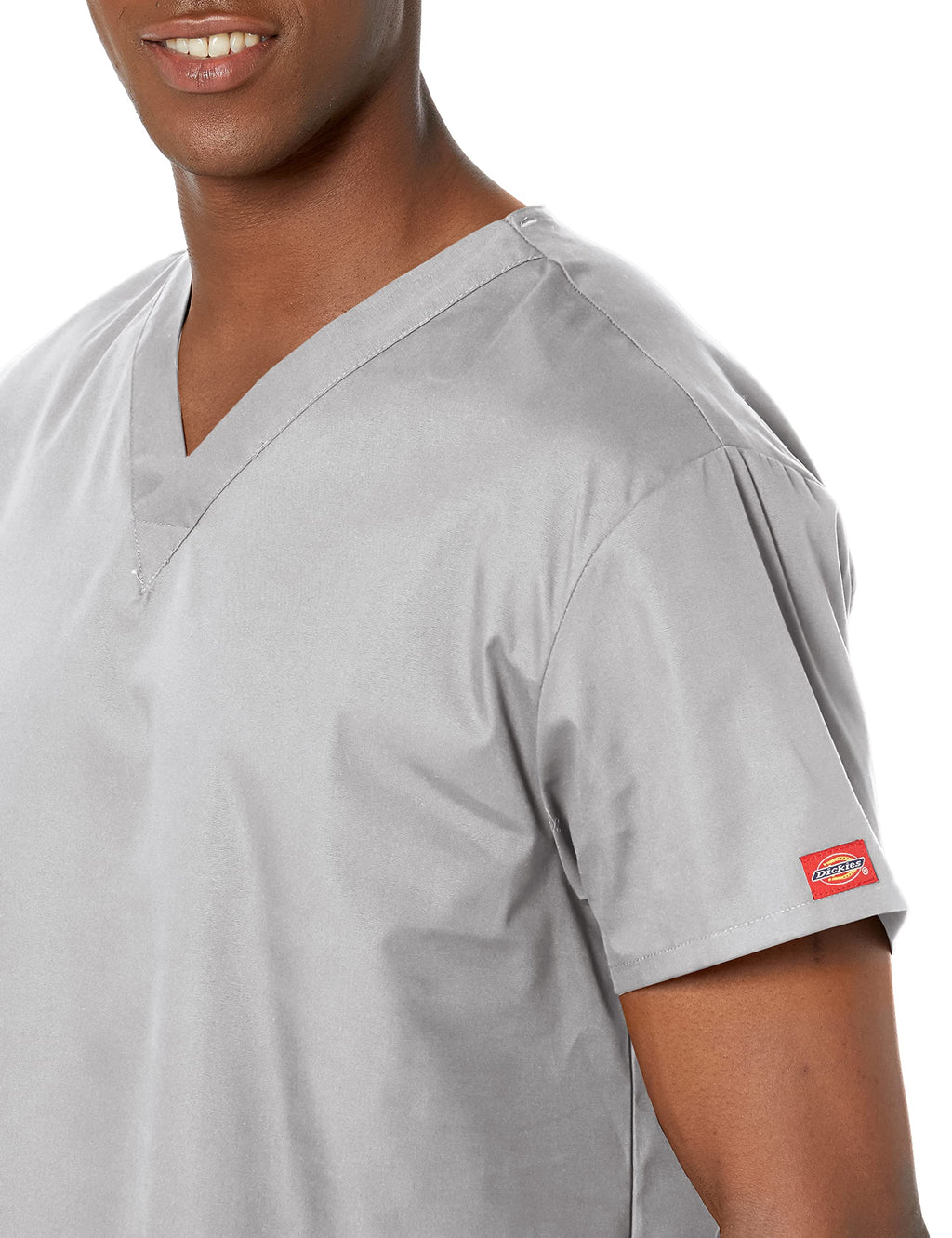 Cherokee mens Signature 86706 Missy Fit V-neck Top Medical Scrubs Shirt, Grey, 3X-Large Plus