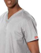 Cherokee mens Signature 86706 Missy Fit V-neck Top Medical Scrubs Shirt, Grey, 3X-Large Plus