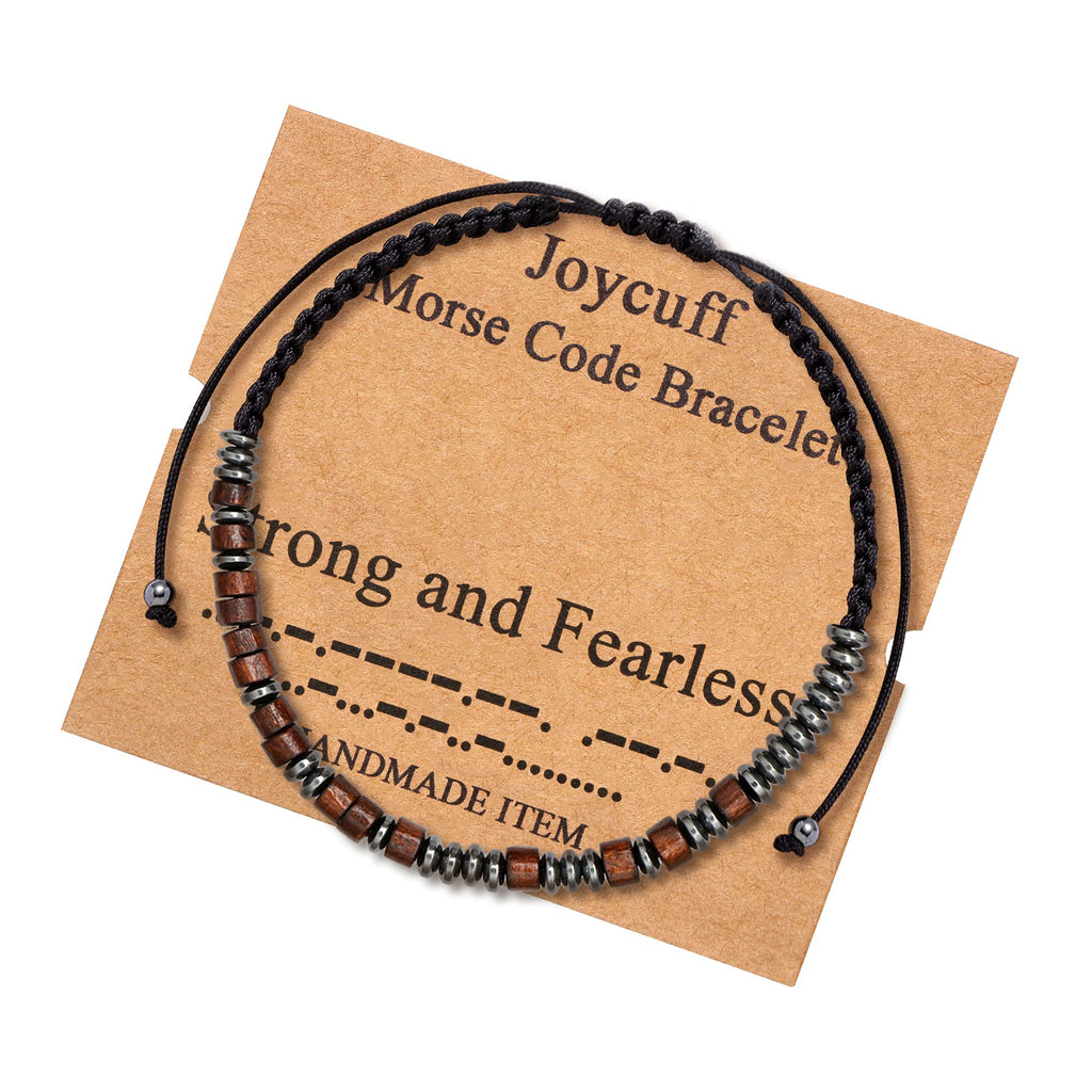 JoycuFF Strong and Fearless Morse Code Bracelets for Women Gift for Men Women Birthday Christmas inspiraional Motivational Encou