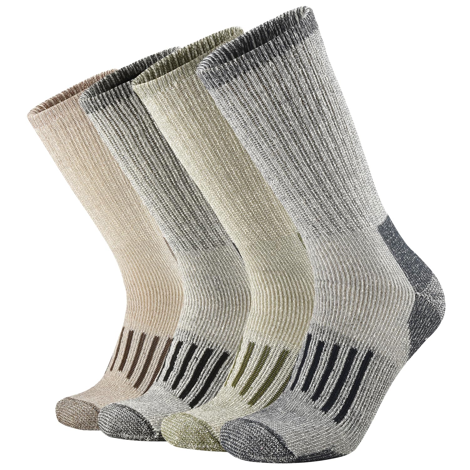 SOX TOWN Men's Merino Wool Cushion Crew Socks Moisture Wicking Control for Outdoor Hiking Work Boot Thermal Warm All Seasons(Mix