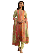 Libas Printed Muslin A-Line Kurta With Trousers And Dupatta-99956Axxl