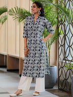 Libas WomenS Cotton Printed Straight Kurta (29051R_Blue