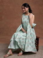 Libas Womens Printed Silk Blend A-Line Kurta With Palazzos And Dupatta