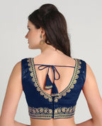 Pujia Mills WomenS Heavy Milan Silk Sequin Embroidered V Neck Sleeveless Readymade Saree Blouse Indian Ethnic Designer Stitched