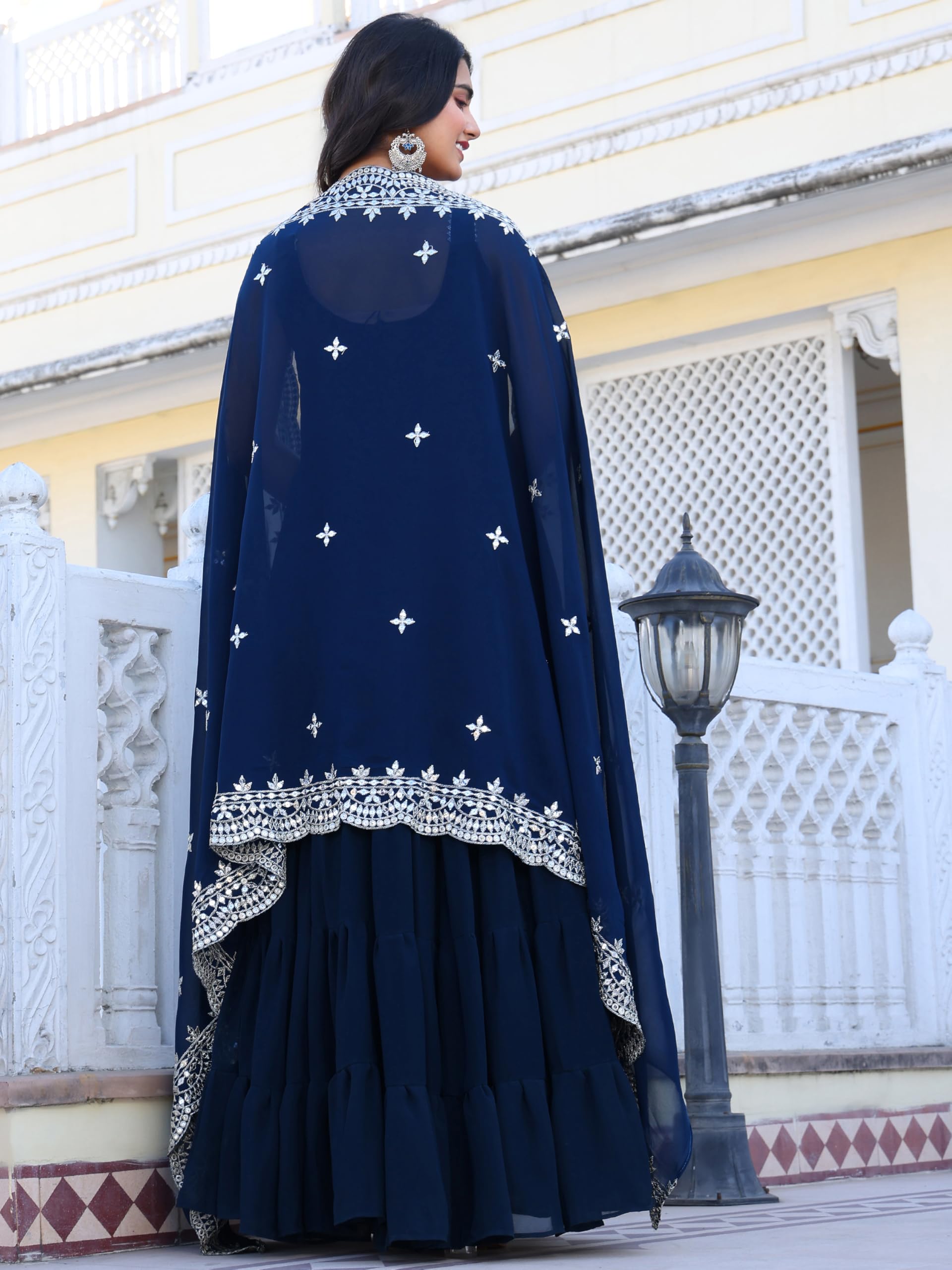 Fashion Basket Georgette Anarkali Dress For Women Turquoise