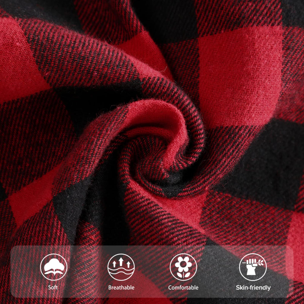 Toddler Girls Boy Clothes Plaid Flannel Long Sleeve T-Shirt Tops Kid Christmas Outfits(3-4T) Red-a