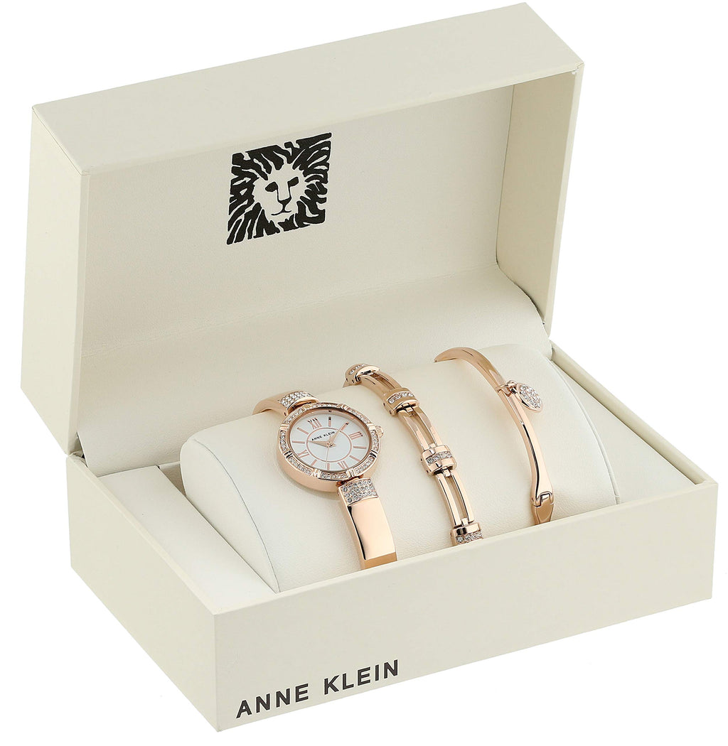 Anne Klein Women's Premium Crystal Accented Watch and Bracelet Set