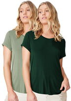 Fabricorn Womens T-Shirts (CMB01_Grn_SageGrn_UpDown_XXL_Bottle Green, Sage Green_XX-Large)