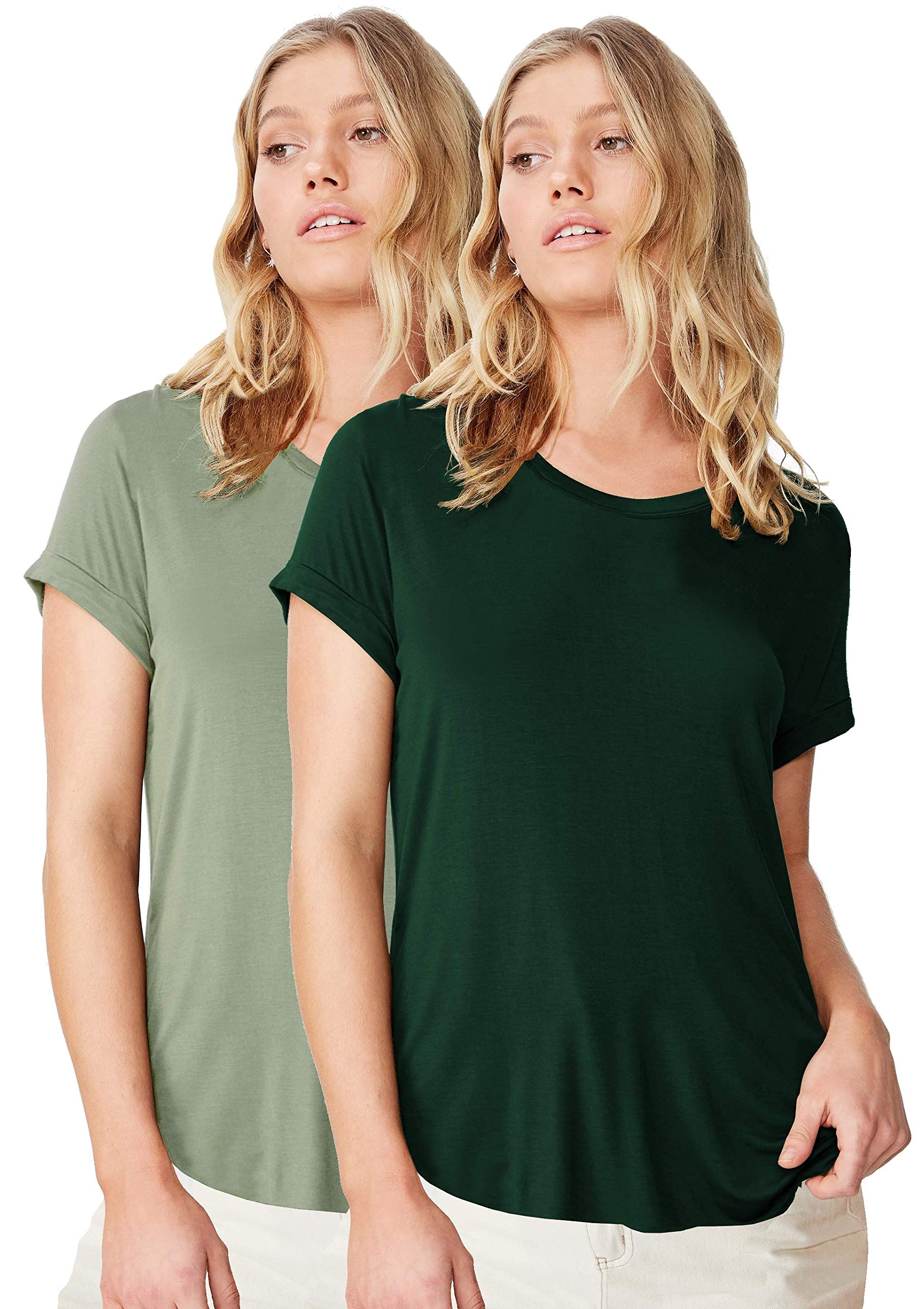 Fabricorn Womens T-Shirts (CMB01_Grn_SageGrn_UpDown_XXL_Bottle Green, Sage Green_XX-Large)