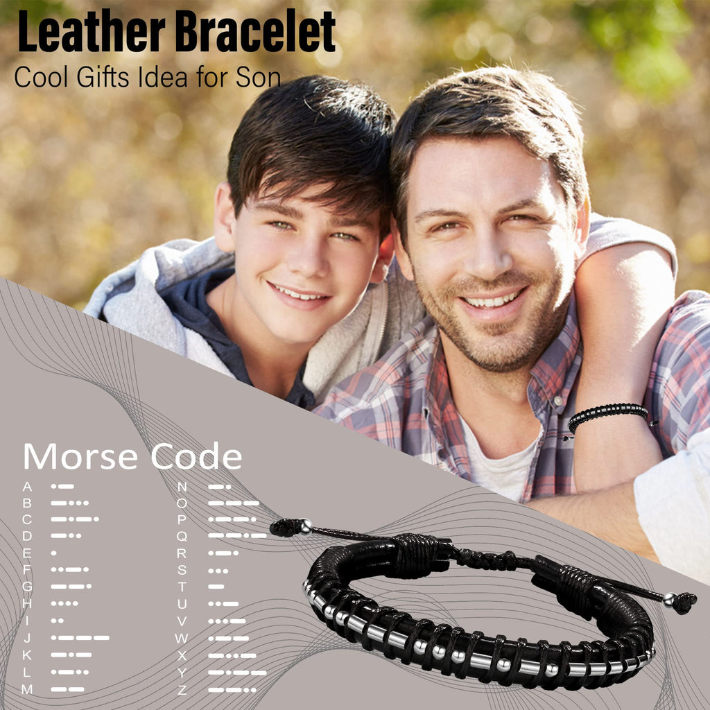 Btysun Valentines Gifts for Teens, Stocking Stuffers for Teens Gifts for Son Mens Bracelets Morse Code Bracelet I Love You Gifts