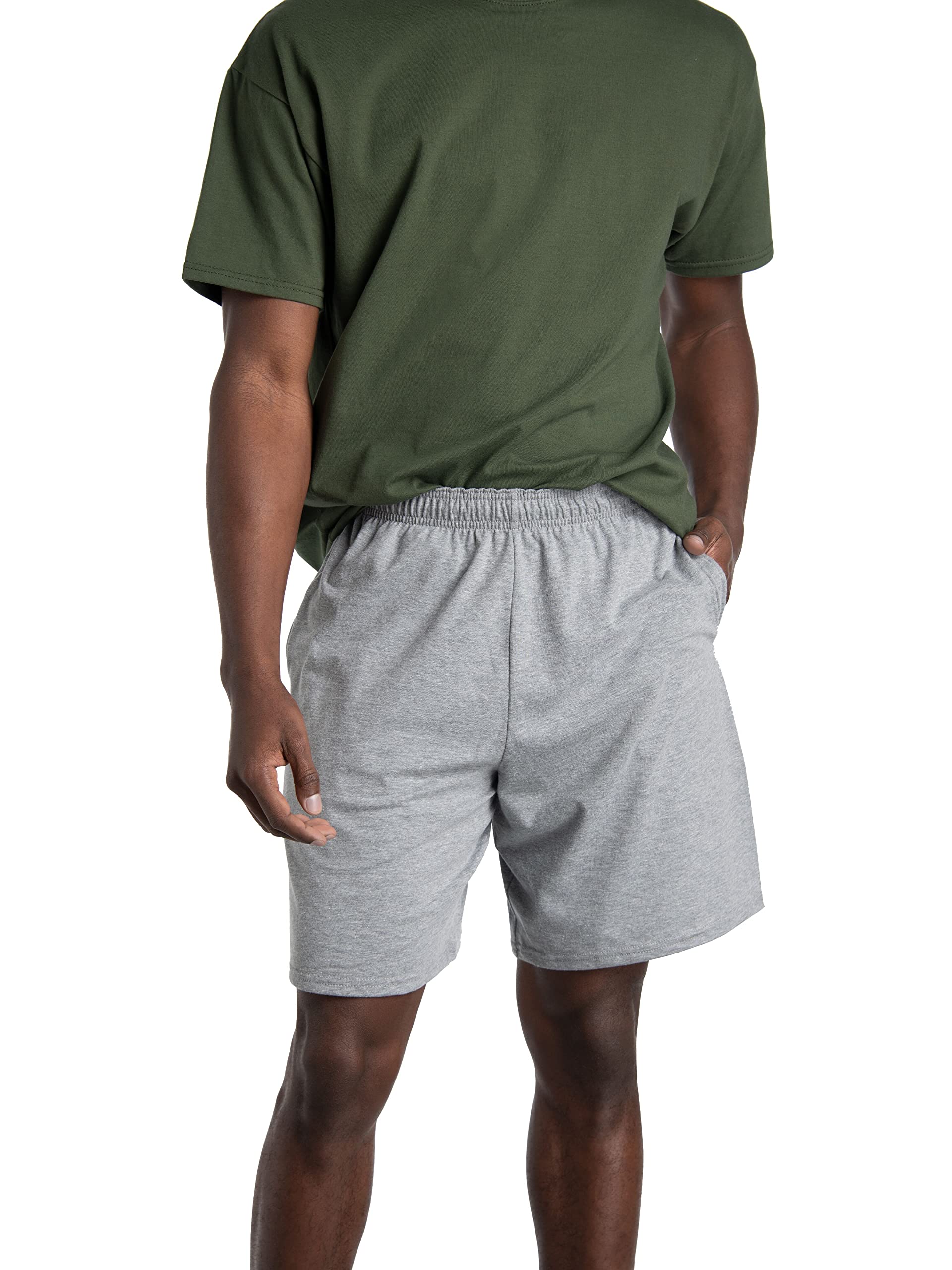 Fruit of the Loom Men's Eversoft Cotton Shorts with Pockets (S-4xl), 2 Pack-Grey Heather